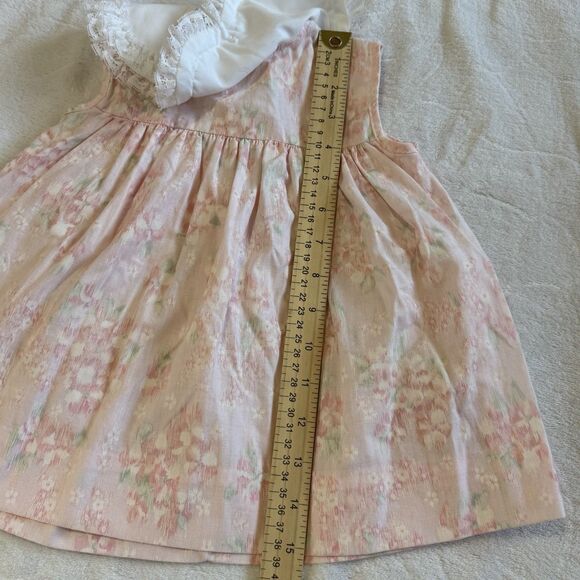 Vintage Hugs and Kisses Baby Girl Pink Dress Size 24 Months White Bib Collar - Picture 14 of 14